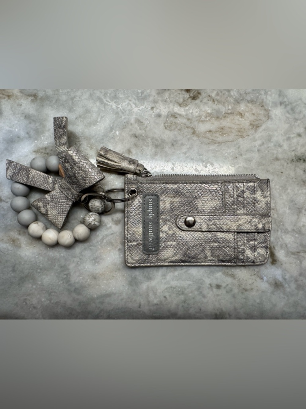 Simply Southern Faux Snakeskin Keychain Card Holder Wallet/Wristlet